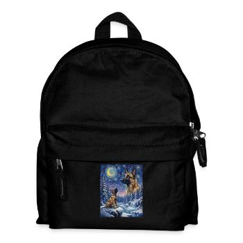 Howling to the Moon Meme Hund Belgian Malinois - Kinder Rucksack - Schwarz - Vorne