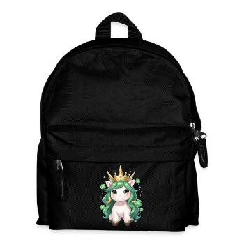 Grünes Einhorn mit Krone St Patricks Day - Kinder Rucksack - Schwarz - Vorne