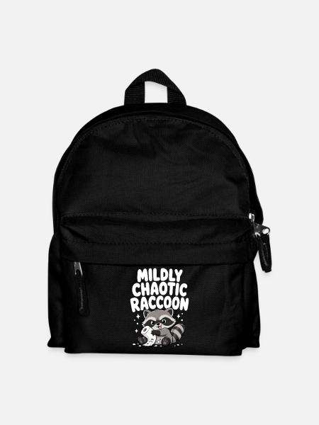 Leicht Chaotischer Waschbär, Lustiger - Kinder Rucksack - Schwarz