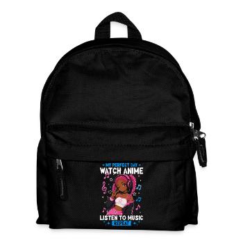 Anime and Music Chibi Black Girl - Kids' Backpack - black - Front