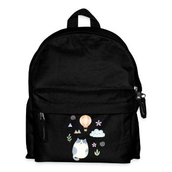 Cute Watercolor Cat and Hot Air Balloon - Kids' Backpack - black - Front