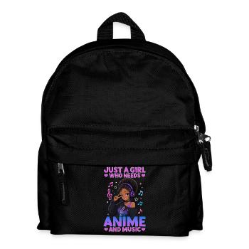 Anime and Music Chibi Black Girl - Kids' Backpack - black - Front