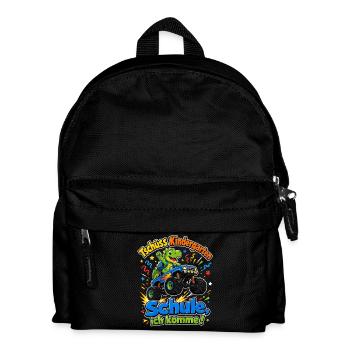 Tschuess Kindergarten Schule Ich Komme Dino Truck  - Kinder Rucksack - Schwarz - Vorne