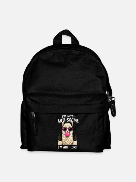 I'm Anti Idiot Lama Lustiger Spruch - Kinder Rucksack - Schwarz