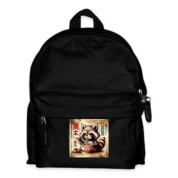Waschbär Ramen Vintage Poster Style - Kinder Rucksack - Schwarz - Vorne