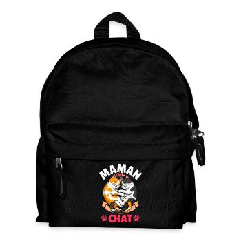Maman Chat Chats Mignons Cadeau Fête des Mères - Sac à dos Enfant - noir - Devant