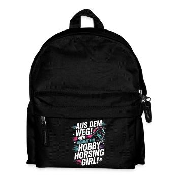 Hobby Horsing Girl Steckenpferd Pony Reiten Pferde - Kinder Rucksack - Schwarz - Vorne