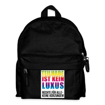 Teilhabe ist kein Luxus keine Kürzungen - Kinder Rucksack - Schwarz - Vorne