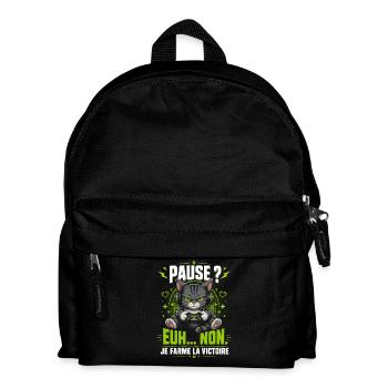 Pause Äh Nein, Ich Farm Den Sieg Katze Gamer - Kinder Rucksack - Schwarz - Vorne
