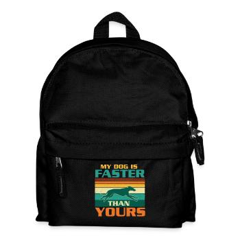 Mein Hund ist schneller, Windhund-Humor - Kinder Rucksack - Schwarz - Vorne