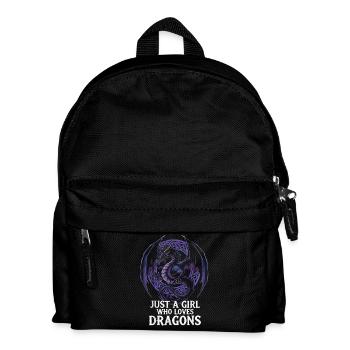 Mädchen liebt Drachen Grafik - Kinder Rucksack - Schwarz - Vorne