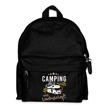 Camping aus Leidenschaft mit Wohnwagen in Natur - Kinder Rucksack - Schwarz - Vorne