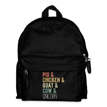 Schwein, Huhn, Ziegen, Kuh, Einhorn, Snillfarm - Kinder Rucksack - Schwarz - Vorne