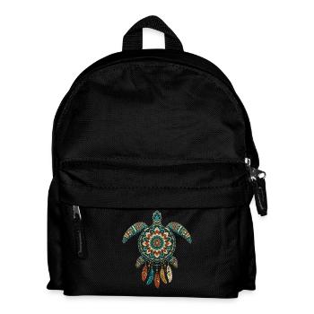 Meeresschildkröten-Mandala Traumfänger-Boho - Kinder Rucksack - Schwarz - Vorne