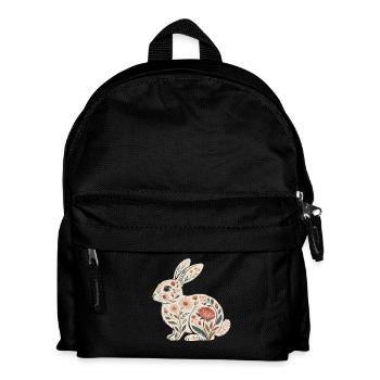 Floral rabbit with plant pattern - Kids' Backpack - black - Front