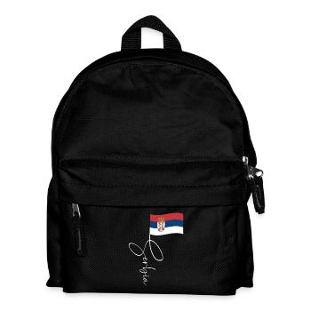 Serbia Flag Manuscript - Kids' Backpack - black - Front