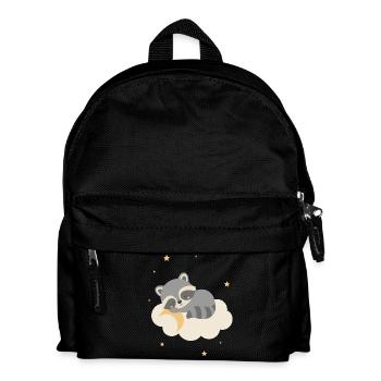 Cute raccoon sleeping on cloud - Kids' Backpack - black - Front