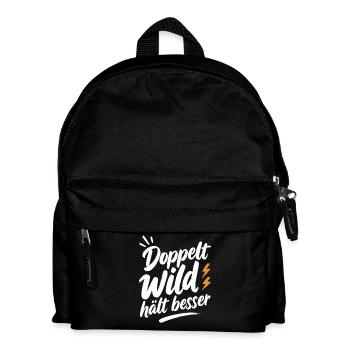 Doppelt Wild hält besser – Spruch für Paare - Kinder Rucksack - Schwarz - Vorne
