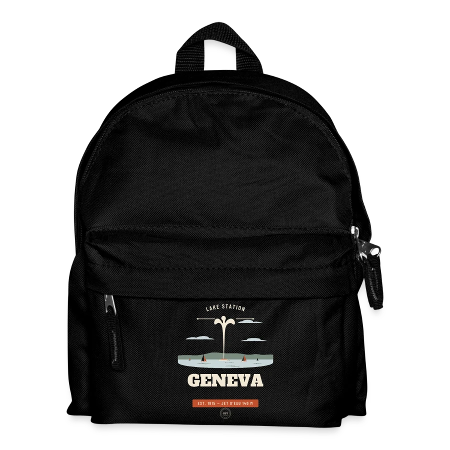 Geneva badge on a kids' backpack, black