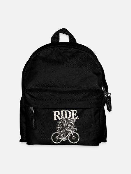 Wütende Katze auf Rennrad - Kinder Rucksack - Schwarz