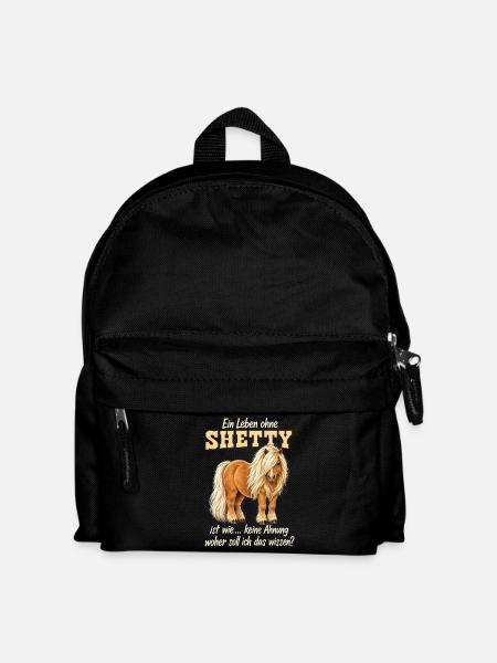 Shetty Shetland Pony – Lustiger Pferdespruch - Kinder Rucksack - Schwarz