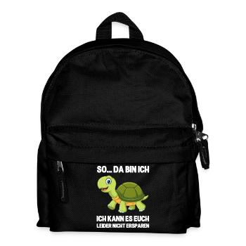 So da bin ich lustige Schildkröte Spruch - Kinder Rucksack - Schwarz - Vorne