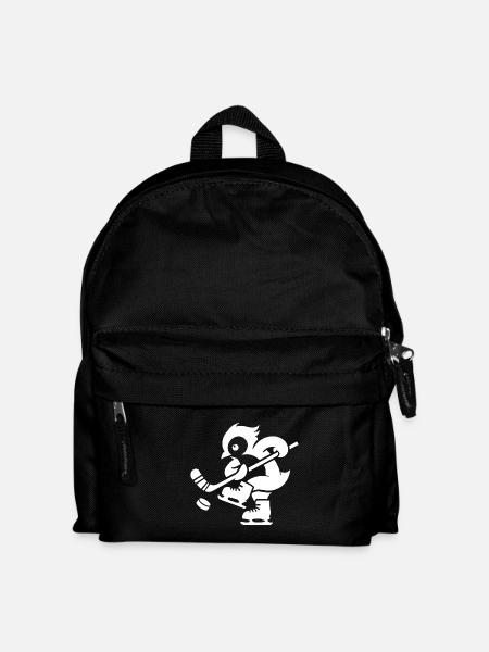 Pinguin Eishockey Minimalistische Spieler - Kinder Rucksack - Schwarz