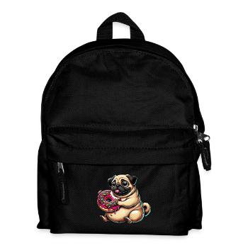 Chien de dessin animé mignon carlin beignet - Sac à dos Enfant - noir - Devant