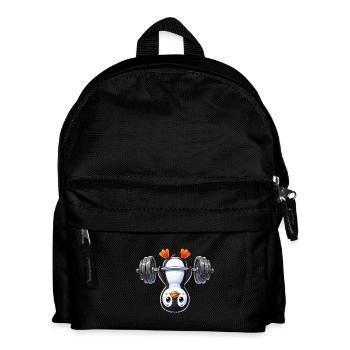 Cute Penguin Barbell Cartoon Sport - Kids' Backpack - black - Front