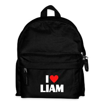 I Love Liam Red Heart Love Fan Gift - Kids' Backpack - black - Front