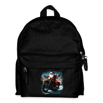 Motorcyclist Santa Claus - Kids' Backpack - black - Front