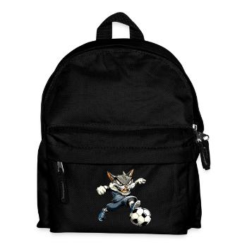 Fussballer Katze - Kinder Rucksack - Schwarz - Vorne