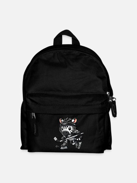 Chibi-Zebra Hockeyspieler Eishockey - Kinder Rucksack - Schwarz