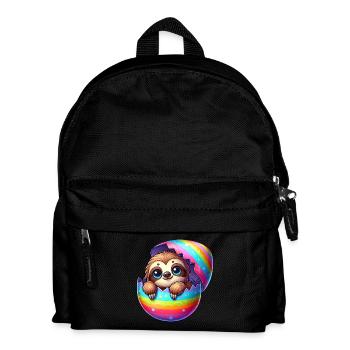 Süßes Faultier schlüpft aus buntem Ei Cartoon - Kinder Rucksack - Schwarz - Vorne