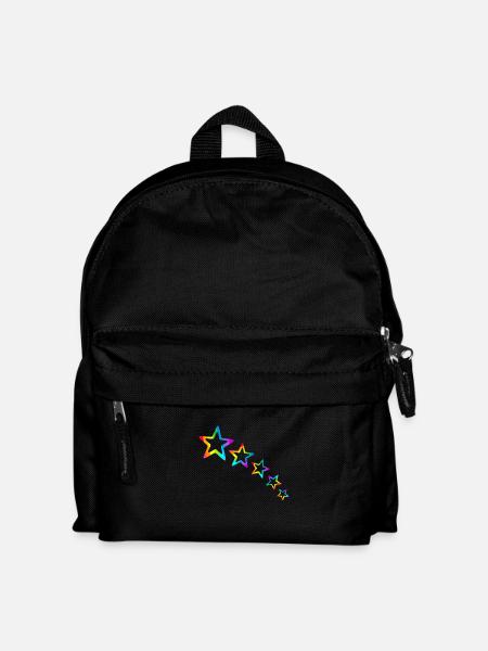 Stern bunte Sterne Regenbogen Farbverlauf - Kinder Rucksack - Schwarz