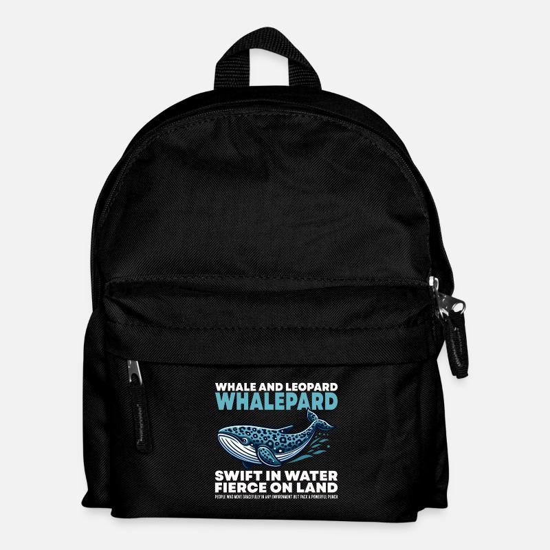 SWIFT IN WATER FIERCE ON LAND - WHALE AND LEOPARD - Kids' Backpack - black