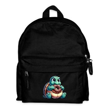 Cute Chubby Turtle Donut Cartoon - Kids' Backpack - black - Front