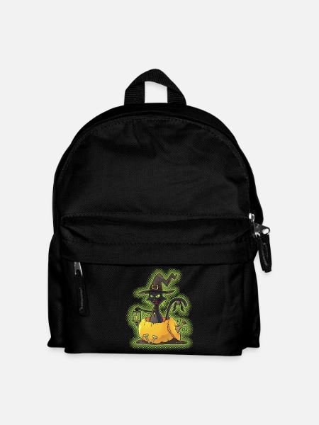 Halloween Black Witch Cat in Pumpkin - Kids' Backpack - black