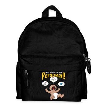 CD - wo bleibt mein Personal - Essen - Wickeln - - Kinder Rucksack - Schwarz - Vorne