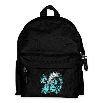 Dachshund with turquoise leaves - Kids' Backpack - black - Front