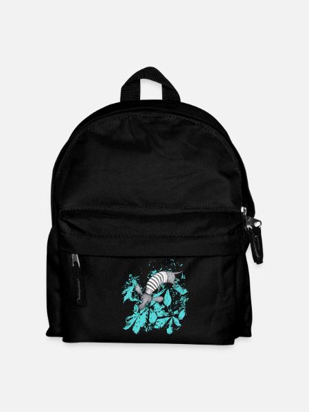 Dachshund with turquoise leaves - Kids' Backpack - black