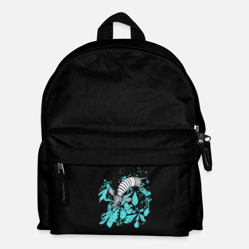 Dackel mit türkisen Blättern - Kinder Rucksack - Schwarz