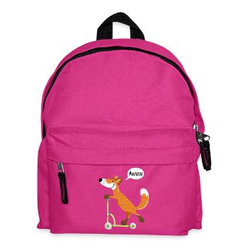 Little sly fox with his green scooter - Kids' Backpack - fuchsia - Front