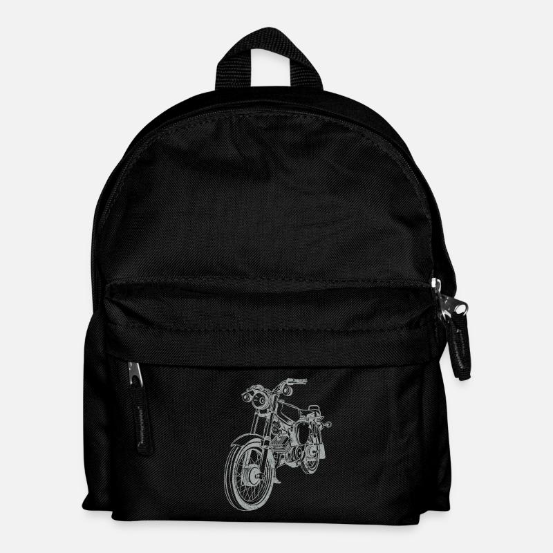 Simson S51 Vintage Lineart Silhouette - Kinder Rucksack - Schwarz