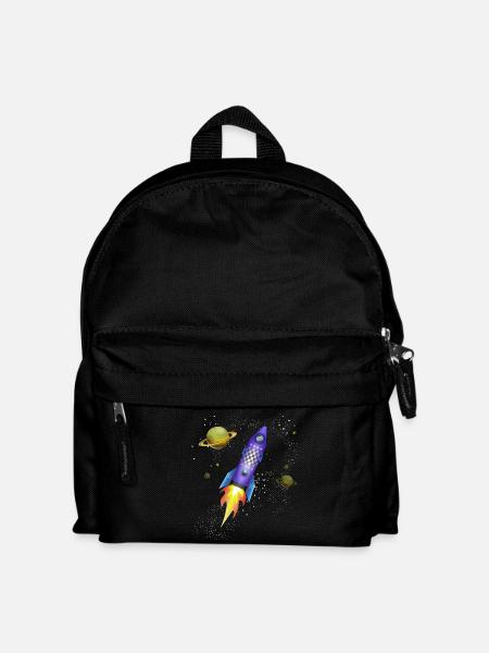 Rakete im Weltall - Kinder Rucksack - Schwarz