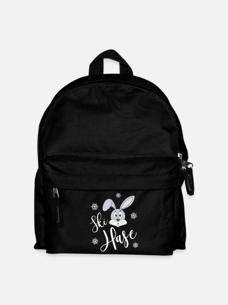 Skihase Ski Hase Kussmund Häschen Schnee Winter - Kinder Rucksack - Schwarz
