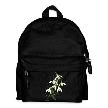 Zarte Schneeglöckchen mit Ornamenten und Ranken - Kinder Rucksack - Schwarz - Vorne