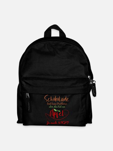 Schokolade und Apfel Motiv mit Humor - Kinder Rucksack - Schwarz