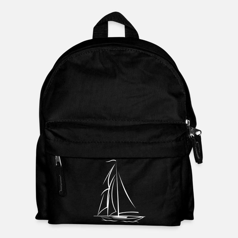 simple white sailboat - Kids' Backpack - black