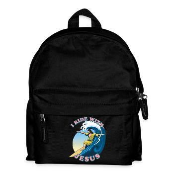 I Ride With Jesus | Jesus Christ Surfeur - Sac à dos Enfant - noir - Devant